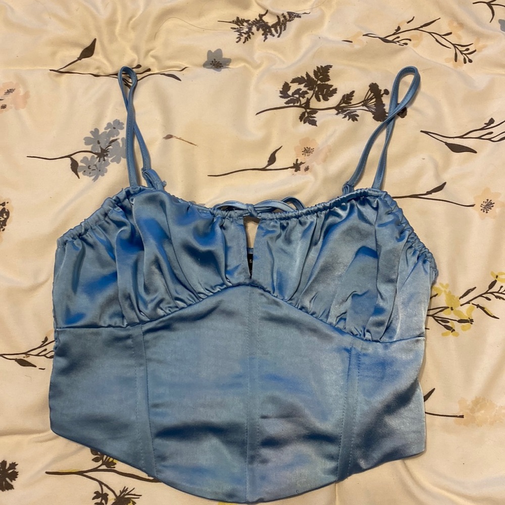 Blue Satin Corset Top